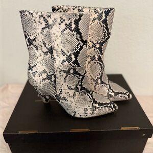 Eloquii Snake Print Ankle Boots